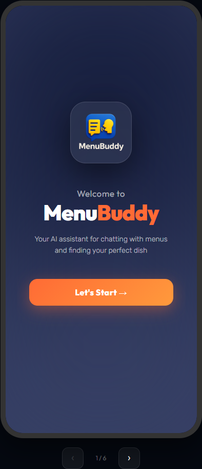 Menu Buddy Welcome Screen